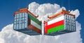 Freight containers with Kuwait and Oman flag.