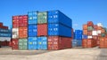 Freight containers in the Le Havre port.