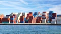 Freight containers in the Le Havre port.