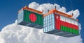 Freight containers with Oman and Bangladesh flag.