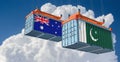 Freight containers with Pakistan and Australian flag.