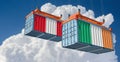 Freight containers with Peru and Ireland flag.