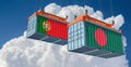 Freight containers with Portugal and Bangladesh flag.