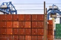 Freight containers at Rotterdam Waalhaven harbor