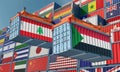 Freight containers with Sudan and Lebanon flag.