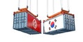 Freight containers with Tunisia and South Korea flag.