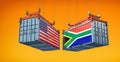 Freight containers with USA and South Africa flag.