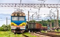 Freight electric train in Donetsk region, Ukraine Royalty Free Stock Photo