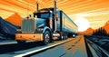 Freight highway road transportation vehicle trailer sky truck cargo traffic delivery shipping Royalty Free Stock Photo