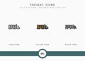 Freight icons set vector illustration with solid icon line style. Logistic delivery concept. Royalty Free Stock Photo