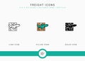 Freight icons set vector illustration with solid icon line style. Logistic delivery concept. Royalty Free Stock Photo