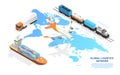 Freight industry logistics and transportation with different vehicles