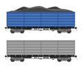 Freight boxcar wagon with coal.