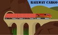 Freight railroad train over the bridge. Royalty Free Stock Photo