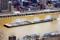 Freight river transport ship barge in Pittsburg Royalty Free Stock Photo