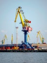 Freight sea port with cranes and cargo containers with goods. Global shipping Royalty Free Stock Photo