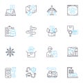 Freight services linear icons set. Cargo, Shipment, Logistics, Transportation, Import, Export, Carrier line vector and Royalty Free Stock Photo