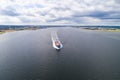 Freight ship leaving harbor of Aalborb Royalty Free Stock Photo