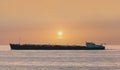 Freight ship passing the Dutch Markermeer lake Royalty Free Stock Photo
