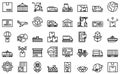 Freight traffic icons set outline vector. Train goods Royalty Free Stock Photo