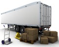 Freight trailer and shipping boxes