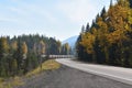 Freight Train along Highway 2 in Montana in Autumn Royalty Free Stock Photo
