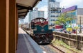 Freight train arriving at station in Colombo City centre Sri Lanka Royalty Free Stock Photo