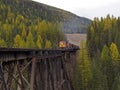 Freight Train Beginning to Cross Trestle Royalty Free Stock Photo