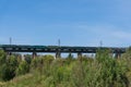 Freight train on bridge Royalty Free Stock Photo