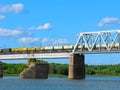 Freight train on the bridge, transportation of petroleum products