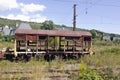 Freight train car burnt Royalty Free Stock Photo