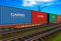 Freight train with cargo containers Royalty Free Stock Photo