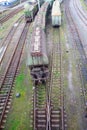 Freight train with color cargo containers Royalty Free Stock Photo