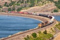 Freight train in Columbia Gorge Royalty Free Stock Photo