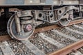 Freight train with derailed wheel set Royalty Free Stock Photo