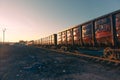 Freight train goods wagons Royalty Free Stock Photo