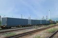 Freight train into industry zone for Logistic Import Export bac Royalty Free Stock Photo