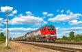 Freight train at Konyshevka station in Russia Royalty Free Stock Photo