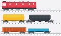 Freight train locomotive with railcars. Royalty Free Stock Photo