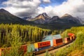 Train Moving in Mountains Royalty Free Stock Photo