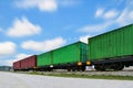 Freight Train with old Cargo Containers box Royalty Free Stock Photo