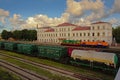 Freight train in the railway station of Liepaja, LAtvia