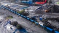 Freight train ready to transport minerals from the mine to the seaport for export Royalty Free Stock Photo