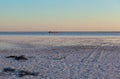 Freight train shipping salt in salted lake in Altai