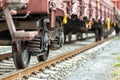 Freight train at a shunt yard Royalty Free Stock Photo