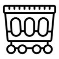 Freight train transport icon outline vector. Locomotion flatcar wagon