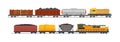 Freight train with wagons, tanks, freight, cisterns.