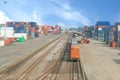 Freight trains on cargo terminal