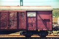 Freight trains at a railway station with details of wagons