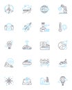 Freight transport linear icons set. Shipping, Logistics, Cargo, Transportation, Haulage, Freight, Trucking line vector Royalty Free Stock Photo